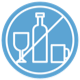 Icon of water glasses and bottle with line striking through them